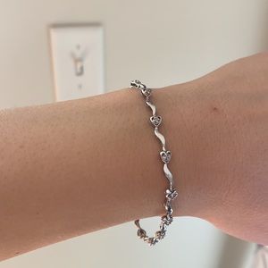 Silver Heart with diamonds bracelet